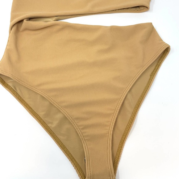 Beach Riot Celine Ribbed One Piece Bathing Suit In Golden Sands Small New - Picture 5 of 11
